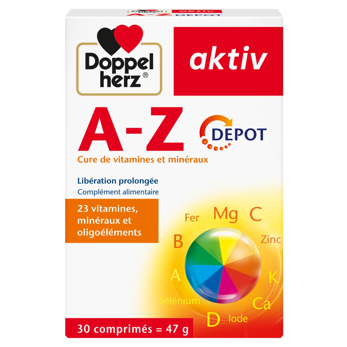 Illustration of the product packaging Doppelherz aktiv A-Z Depot front view